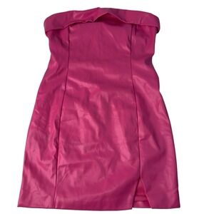 Golden By Goldee Boutique Strapless Pink Faux Leather Mini Dress